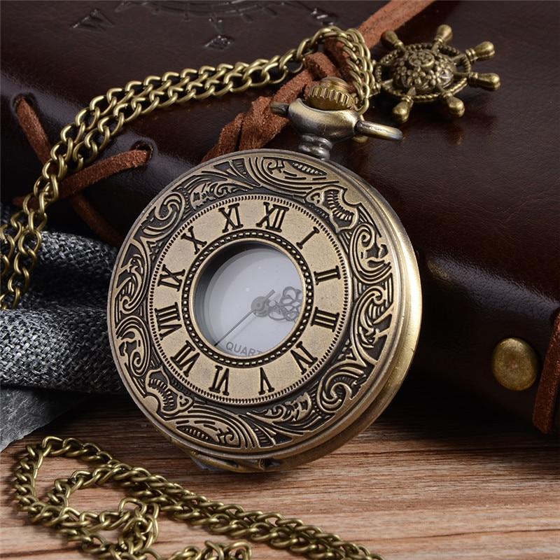 Bronze Pocket Watch with Roman Numeral Carving - Innovato Design