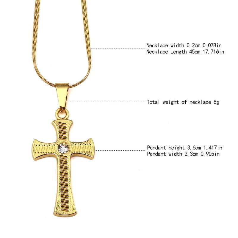 Gold Plated Rhinestone Catholic Cross Pendant Necklace - Innovato Design