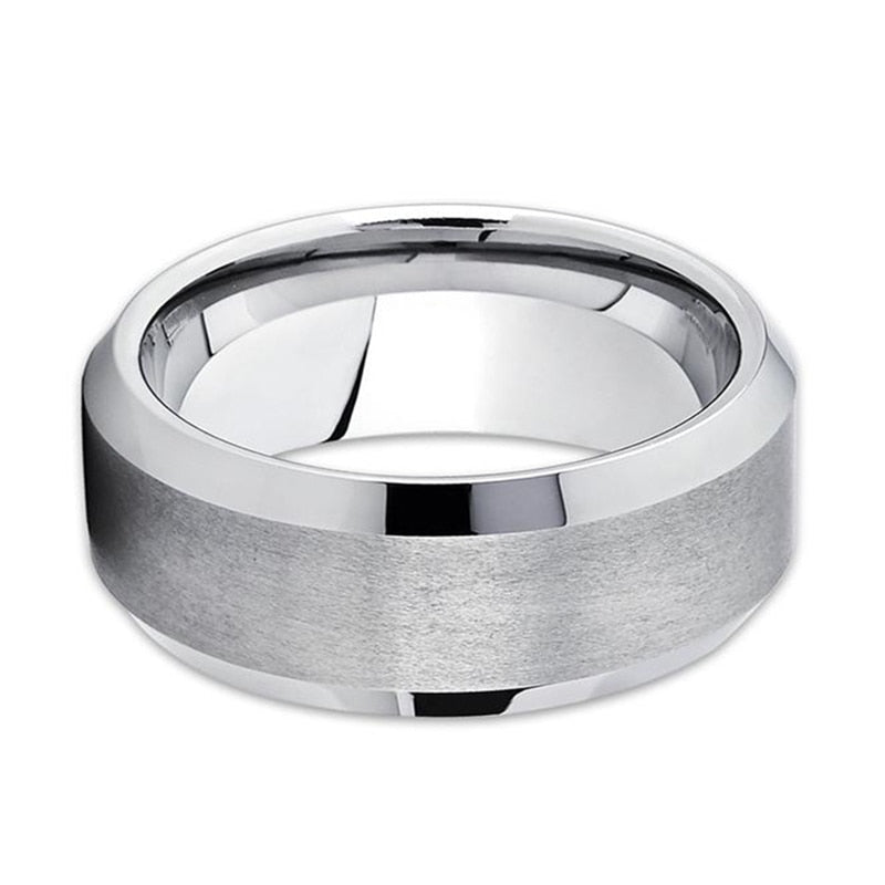 His & Hers Cubic Zirconia and Plain Stainless Steel Wedding Bands ...