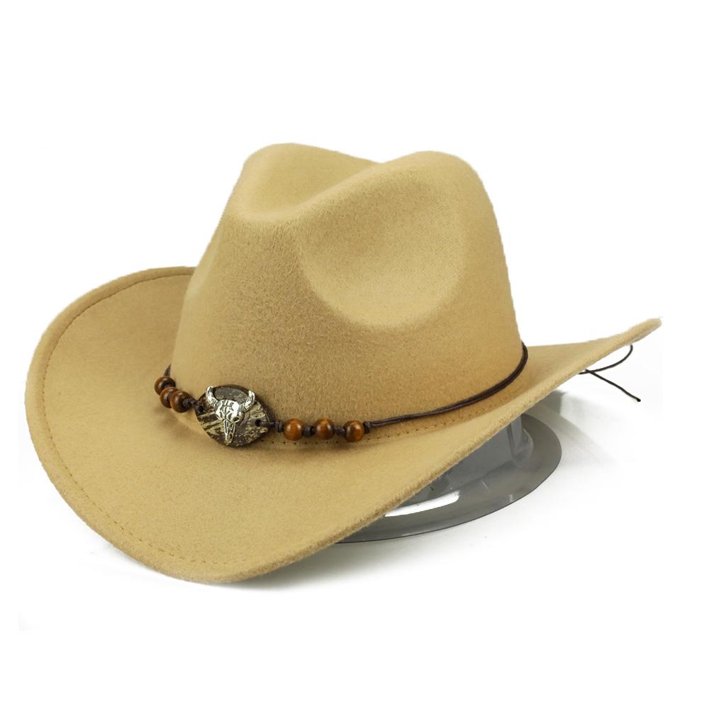 Bull Skull Themed Cowboy Hat with Rope Beaded Hat Band - Innovato Design