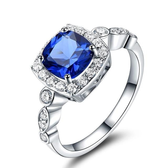 Topaz and Cubic Zirconia 925 Sterling Silver Romantic Engagement Ring ...