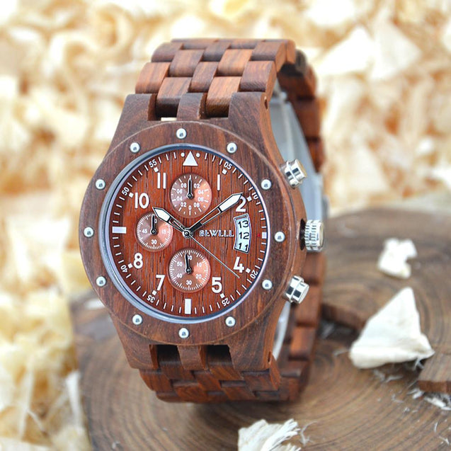  BEWELL  Luxury Bamboo Men s Watch  with Wooden Band  