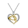 Heart-Shaped Mother and Child Cubic Zirconia 925 Sterling Silver Pendant Necklace