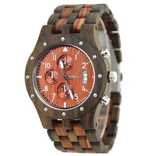  BEWELL  Luxury Bamboo Men s Watch  with Wooden Band  