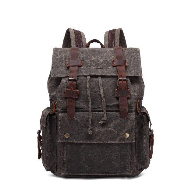 Canvas Leather Waterproof Large Capacity Backpack 20 to 35 Litre ...