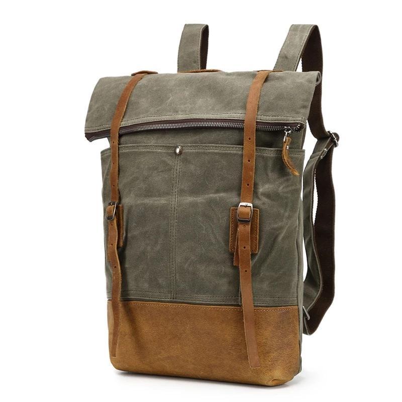 Waxed Canvas Leather Waterproof Tavel 20 to 35 Litre Backpack - Innovato Design