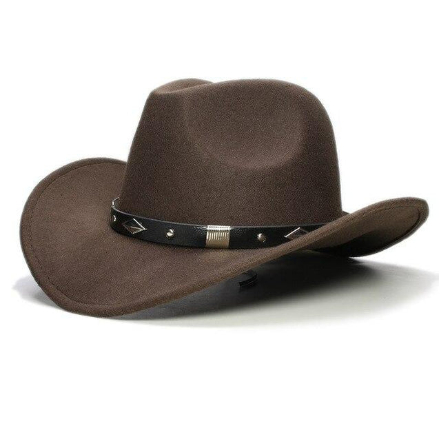 Retro Parent-Child Wool Cowboy Hat with Geometric Pattern Leather Band ...