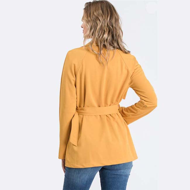 Mustard Coat With Waist Belt - SA and CO Boutique