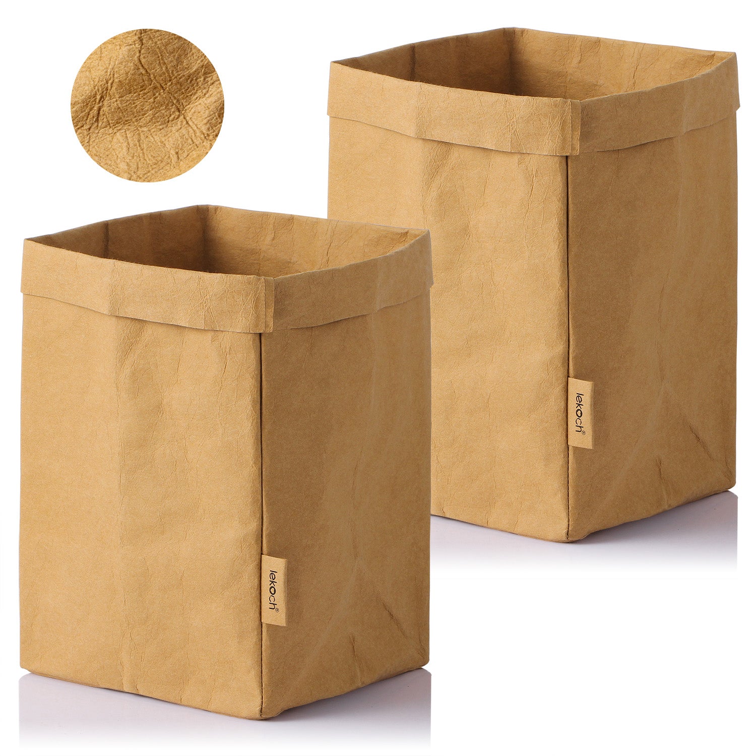 2PCS Washable Kraft Paper Bags Grey Eco-friendly Reusable Paper Bags  Storage Bag for Fruits Bread Vegetables Plants