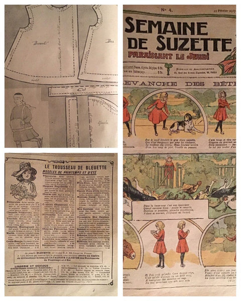 La Semaine de Suzette, bound copies 1917-1918 including Bleuette sewing and knitting patterns 1