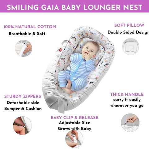 Smiling Gaia Baby Lounger Nest