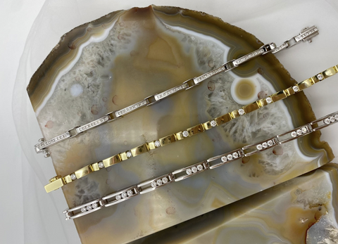 display of classic diamond bracelets by John Atencio
