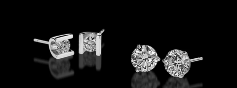 display of classic diamond studs by John Atencio