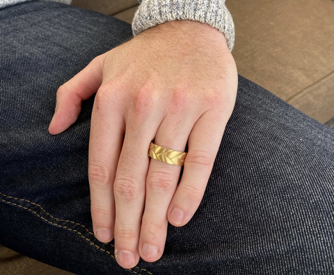 man wearing a custom wedding band