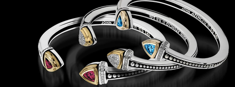 three sterling silver gemstone bracelets