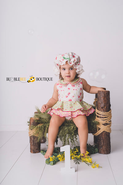 Bush Gum Blossoms Romper & Mob Cap