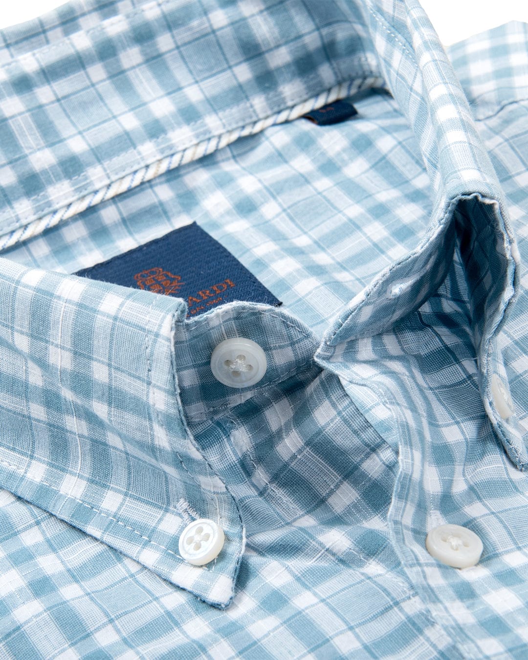 Gagliardi Blue Slim Fit Summer Plaid Button-Down Shirt - Bortex Fine ...