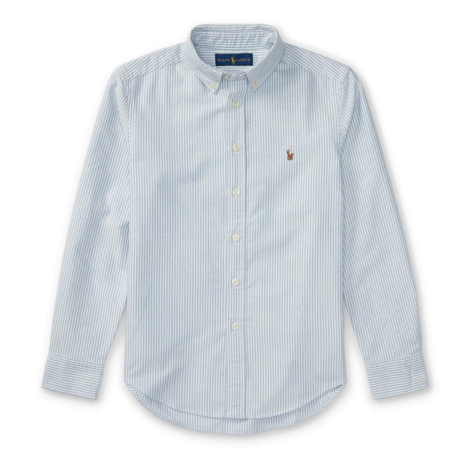 polo ralph lauren blue white striped shirt