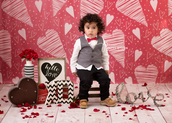 Valentine's Day Photography Backdrop Background Doodle Hearts