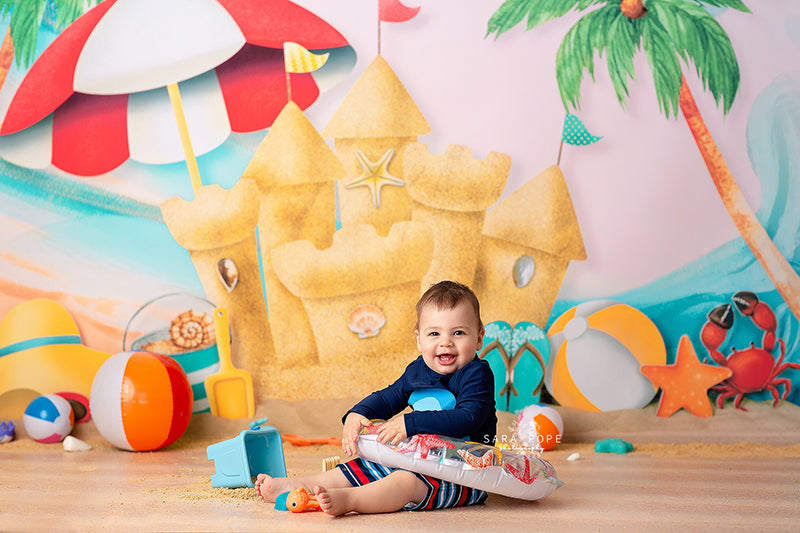 beach sand castle summer backdrop