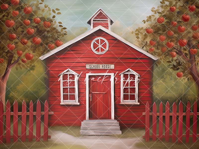 Little Red School House Backdrop for Photography