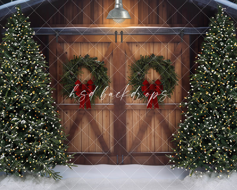 Christmas Barn Door backdrop 