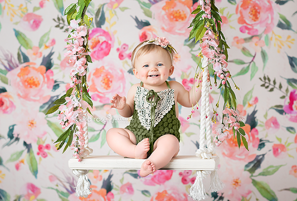 Painted Floral Photography Backdrop Background Girls Photo Props