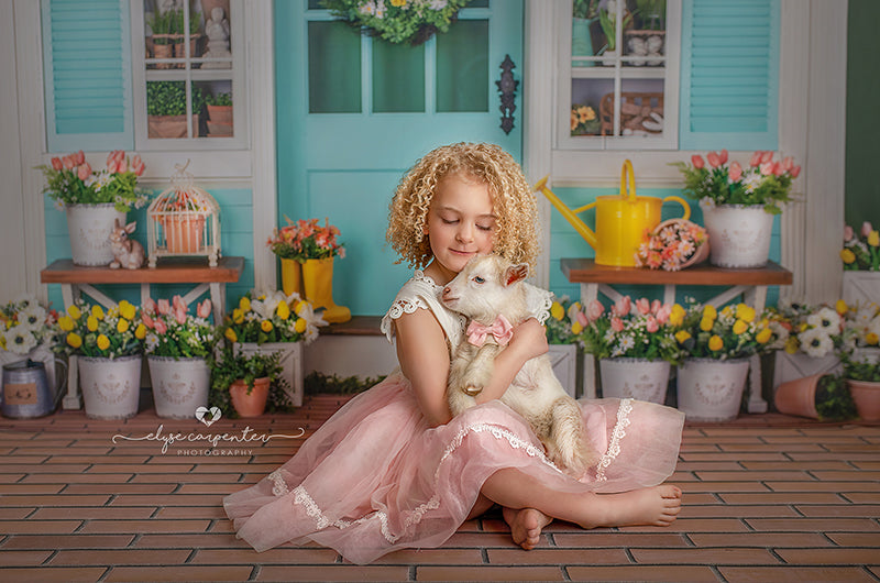 Easter House Photography Backdrop