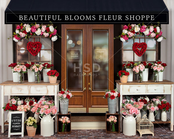 Valentine's Day Flower Shop Photo Backdrop
