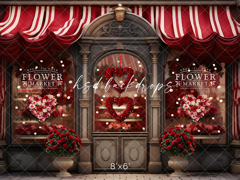 Valentine's Day store front photo backdrop