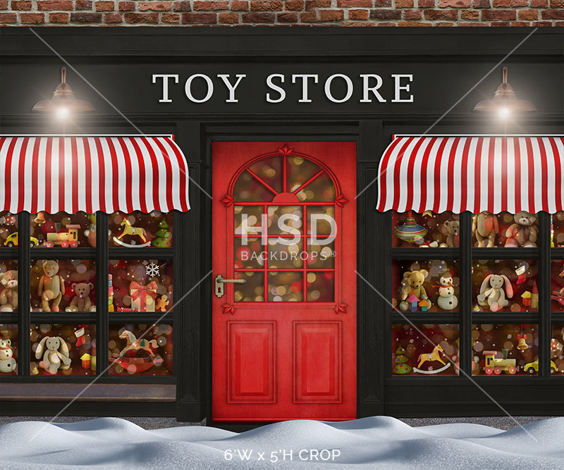 Santa’s Toy Shop Backdrop for Pictures. Toy Store Backdrop for Photos.