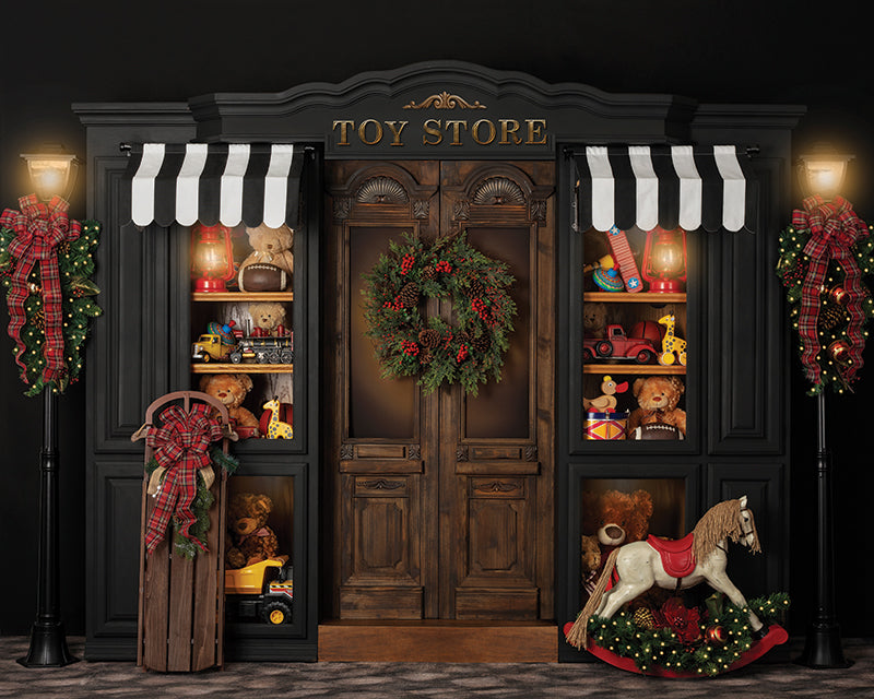 Christmas Toy Store Backdrop. Large Christmas Backdrops