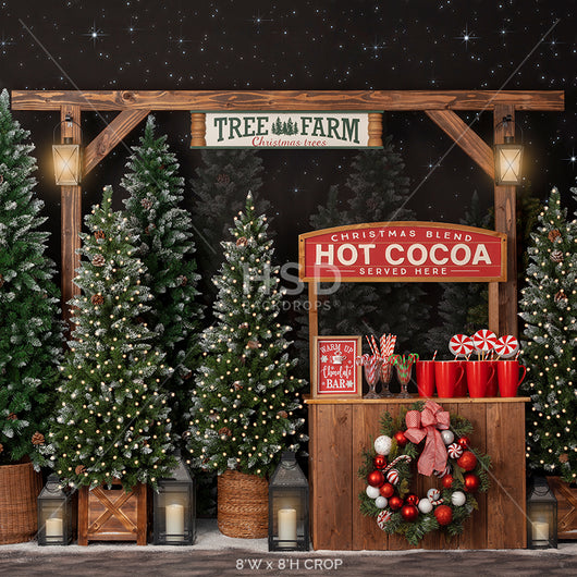 Holiday set up hot cocoa stand Christmas digital background Download Only  Download Only