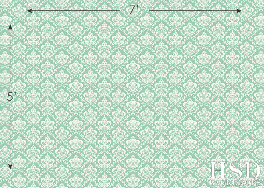 Mint Green Damask Photography Backdrops | HSD