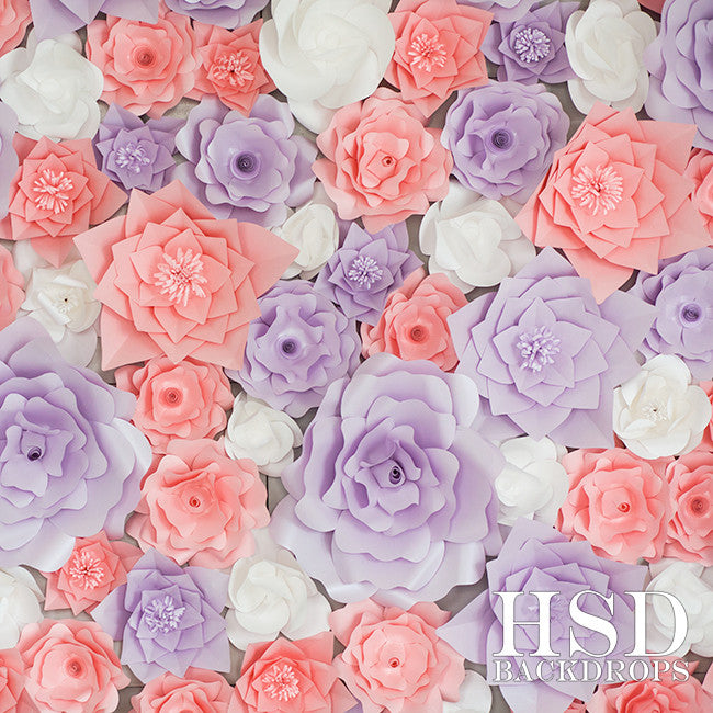 Pink Purple Paper Flowers Photography Backdrops Hsd