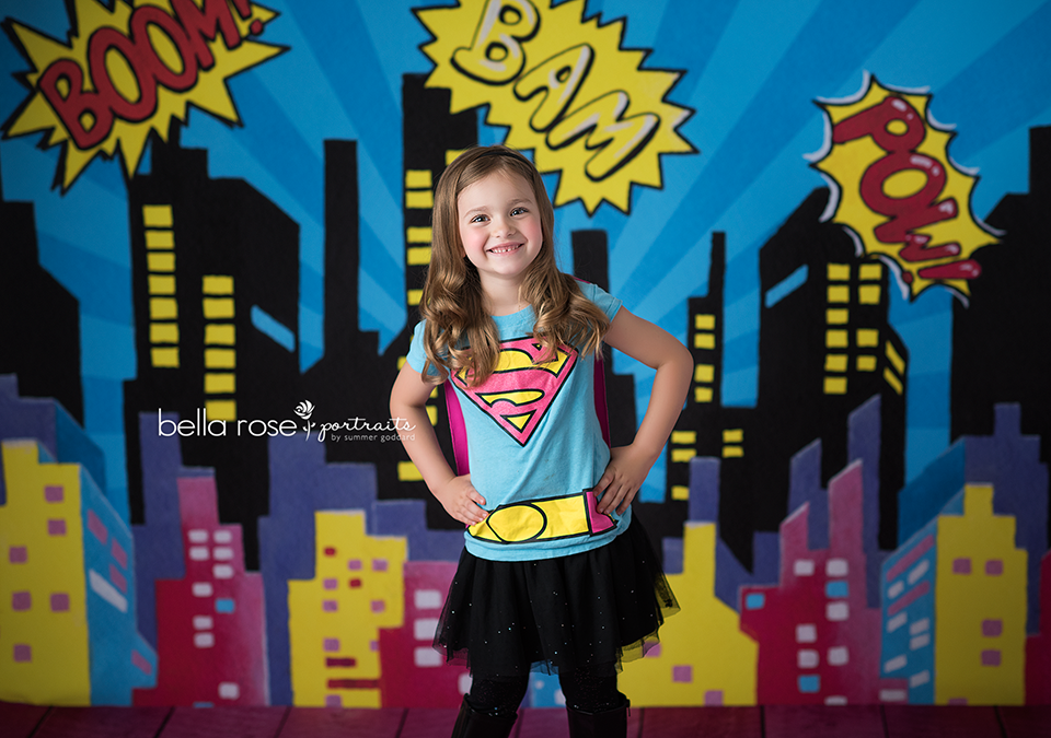 Superhero Photography Backdrop Skyline Sper Hero Birthday Photo Props
