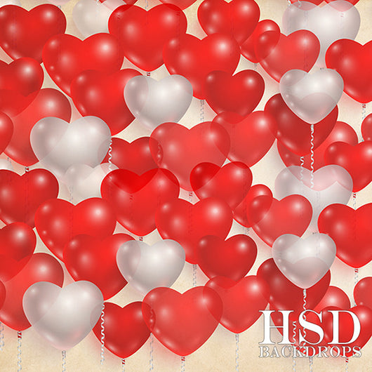 Background with white styrofoam hearts on a red backdrop 6401366