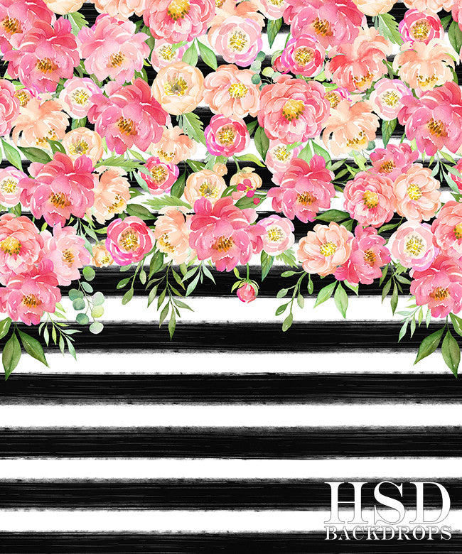 Striped Floral Photography Backdrop Kate Spade Party Background Cake
