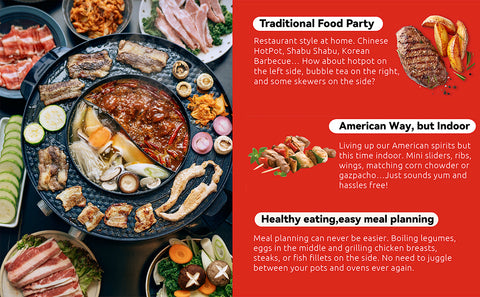 Food Party 2 in 1 Electric Smokeless Grill and Hot Pot - Canada