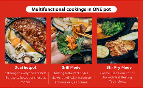 Food Party Hot Pot and Grill Electric Smokeless Grill with Separable  Cooking Plate Hotpot Korean BBQ Indoor Barbecue & Grill Shabu Shabu Pot