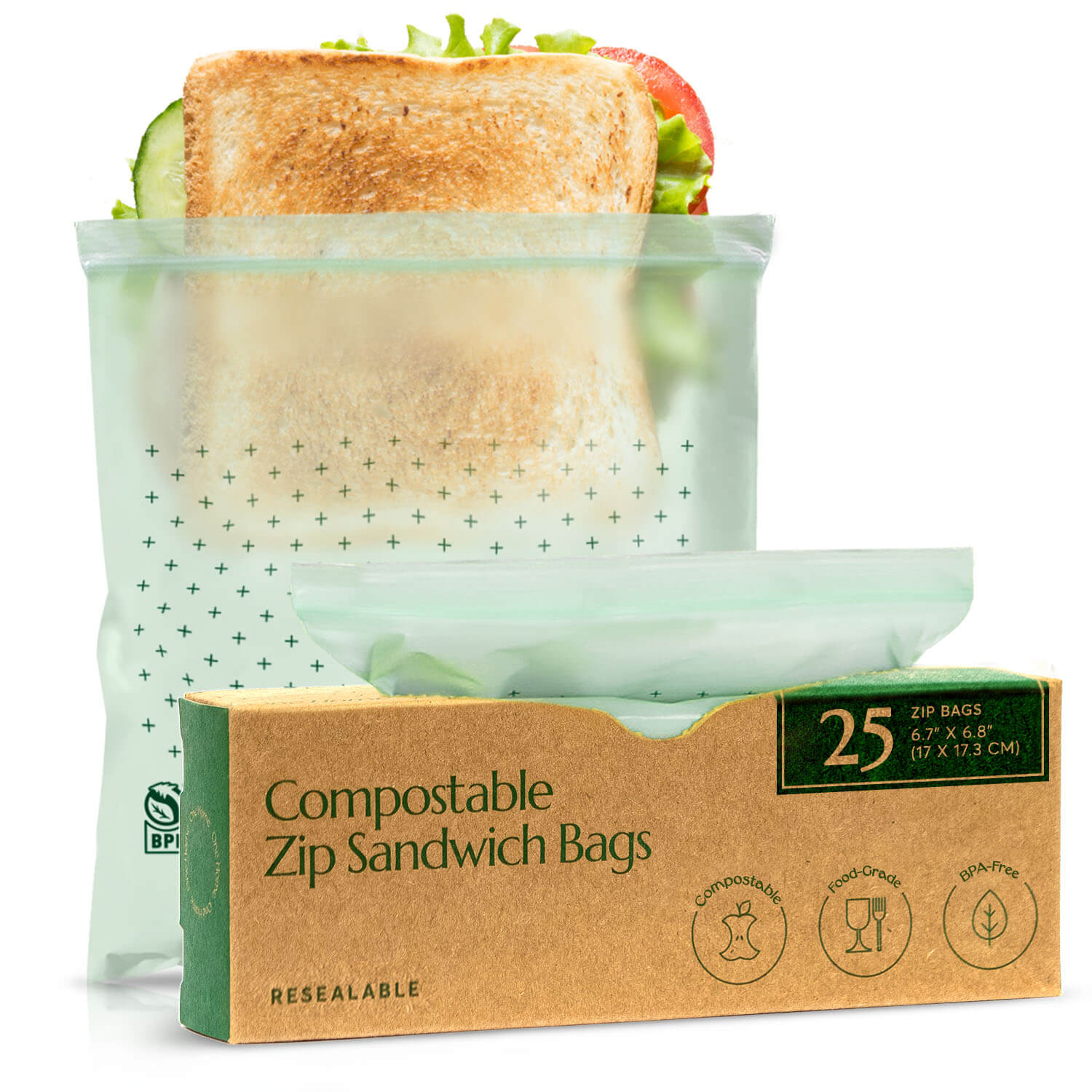 Plastico Zip n Close Sandwich Bags  50 ct