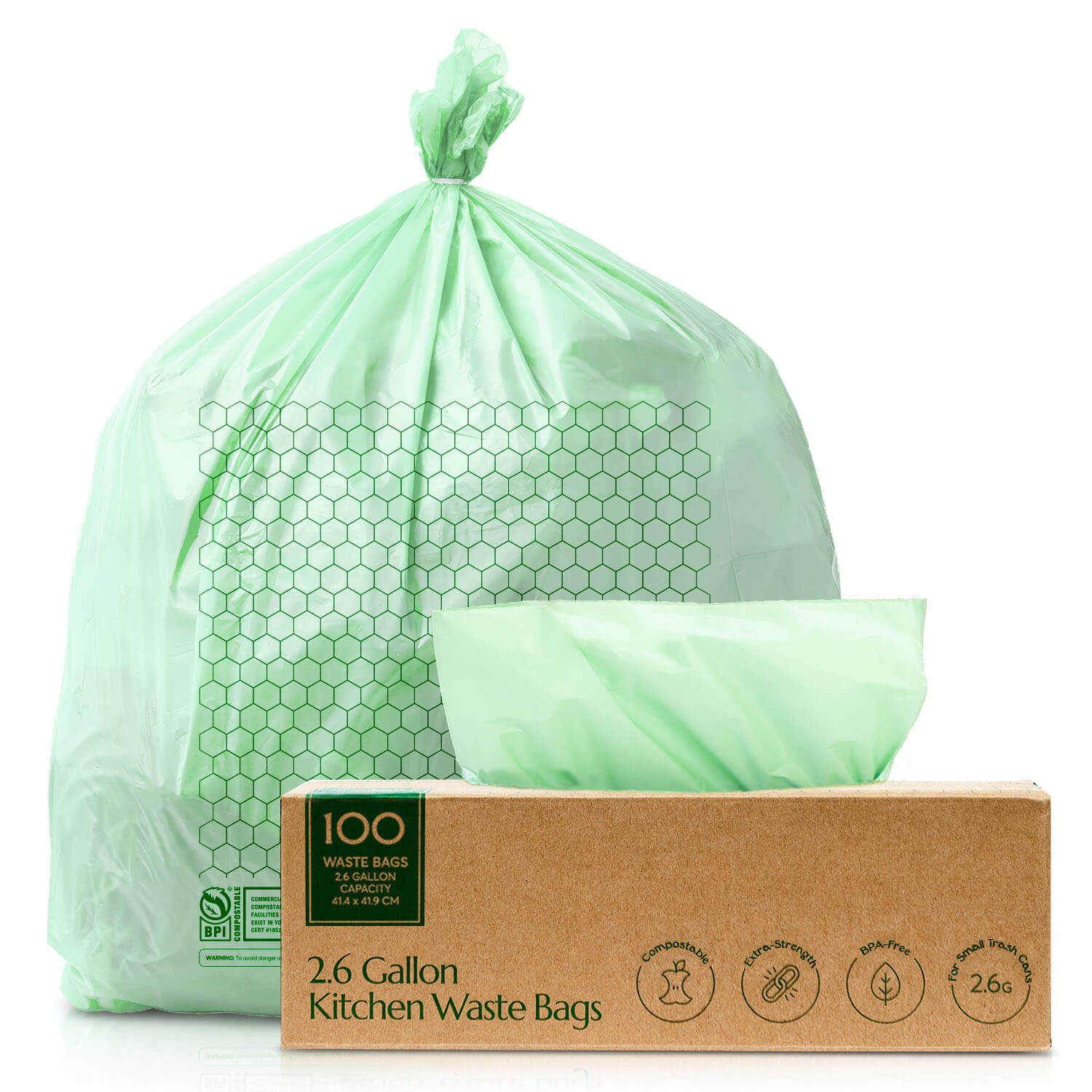 C Crystal Lemon 50 Counts Compostable Trash Bags, 6 Gallon Heavy Duty Trash Bags and Kitchen Garbage Bags