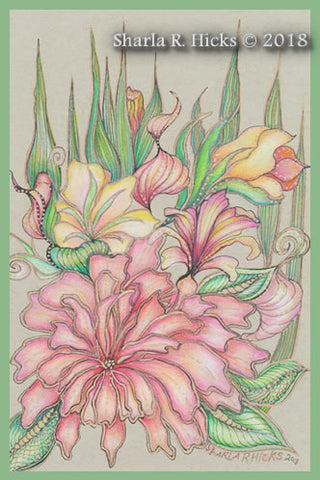 Expressive Tangling example for Sharla R. Hicks, Tangle-Inspired Botanical Retreat