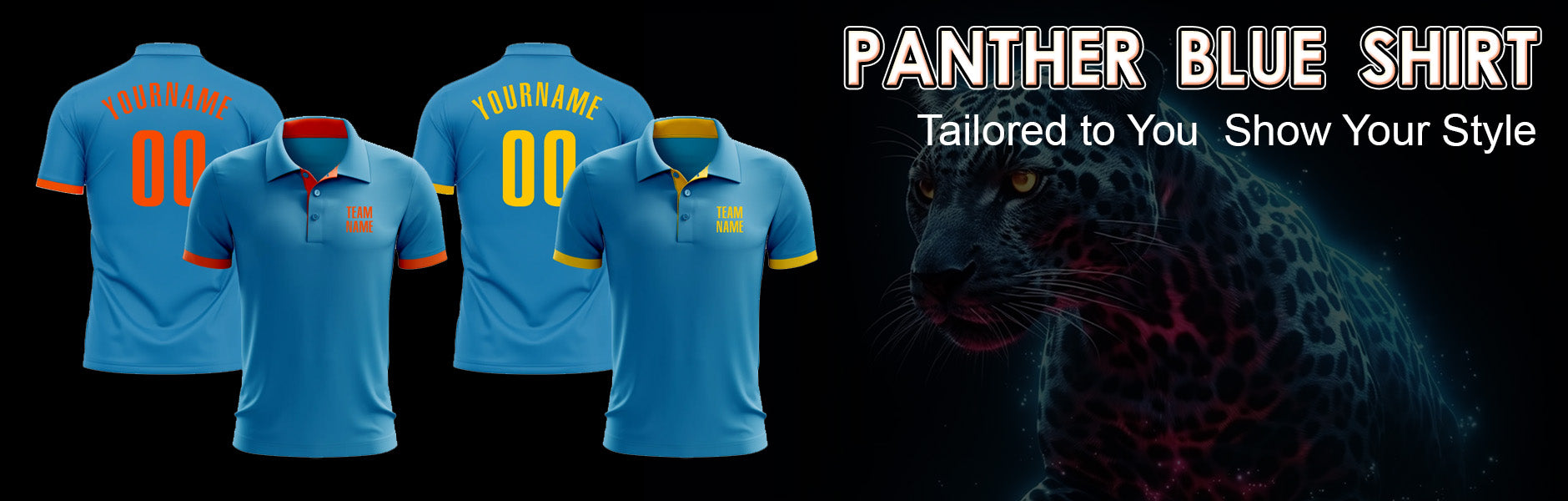custom golf polo panther blue shirts