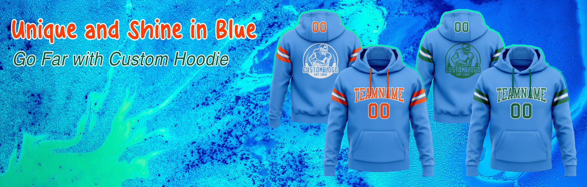 custom hoodie electric blue