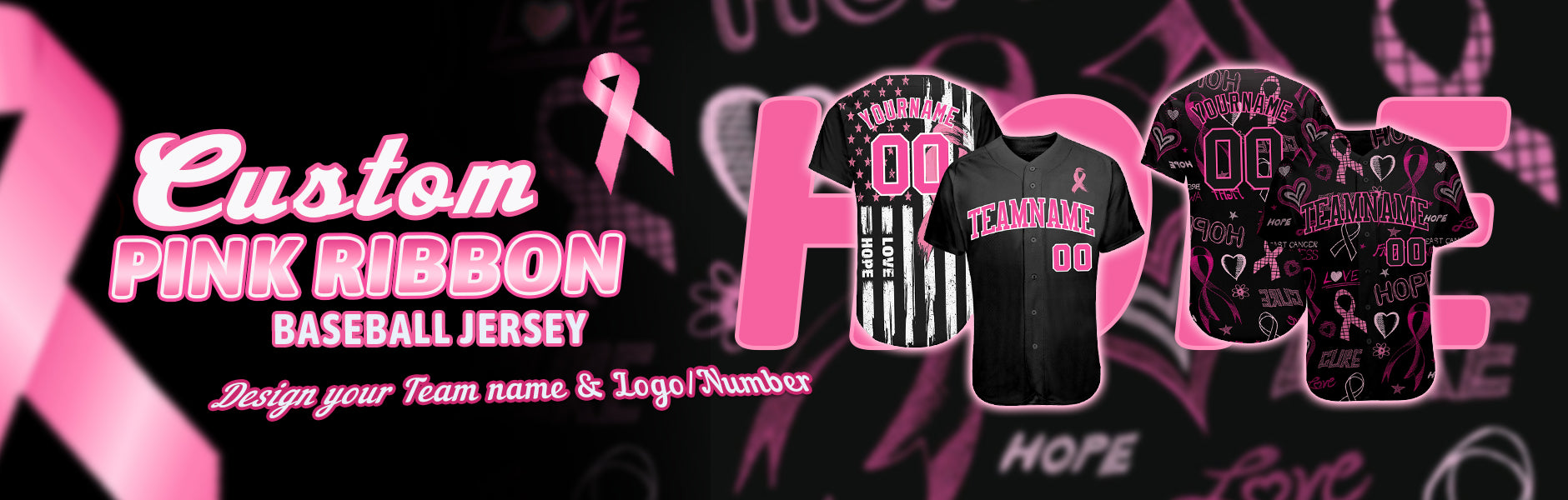 custom baseball pink ribbon jersey