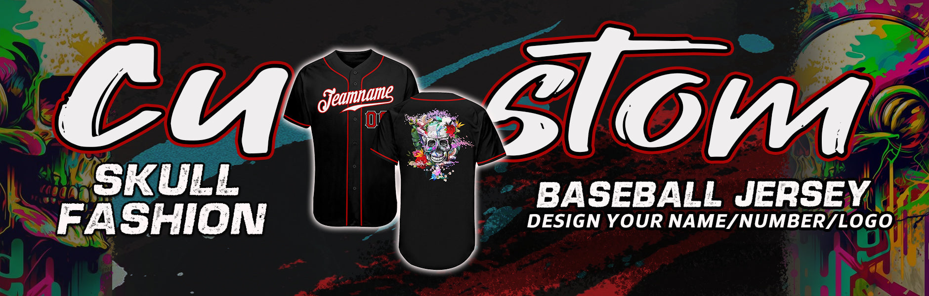 custom baseball skull fashion jersey