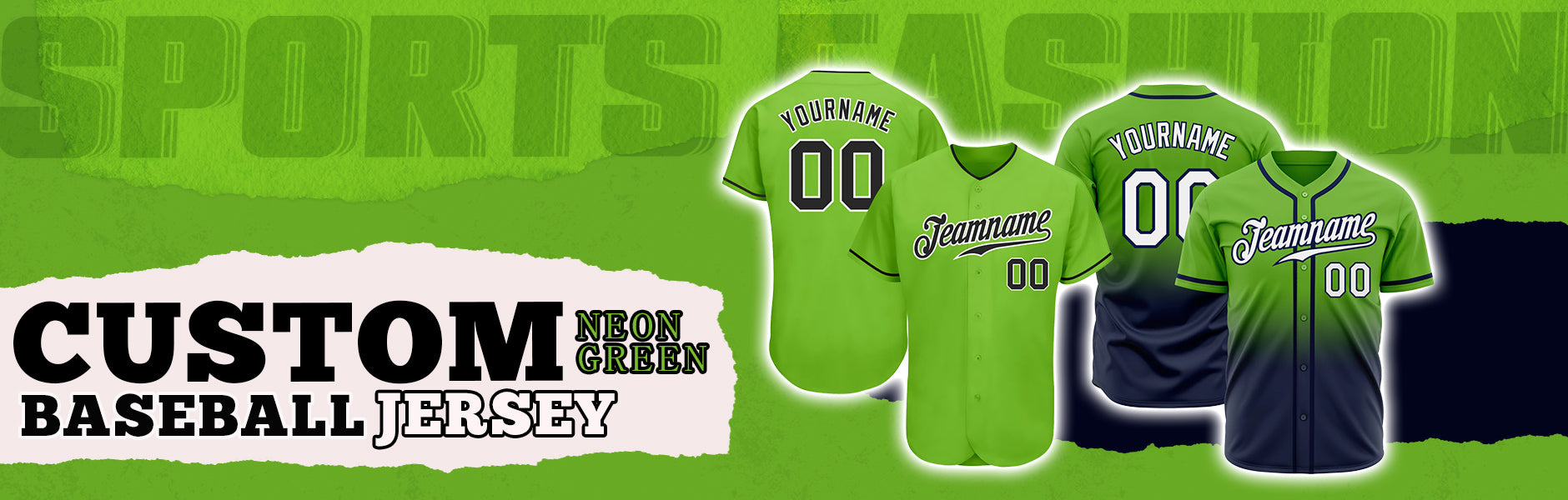custom neon green baseball jersey