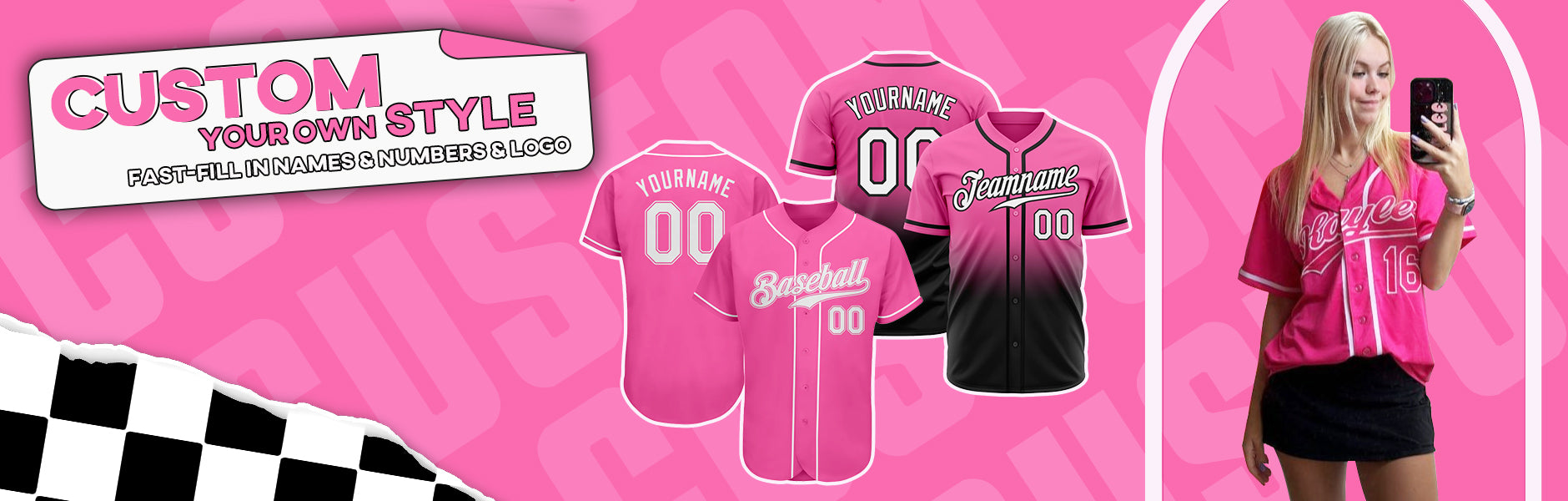 custom pink baseball jersey