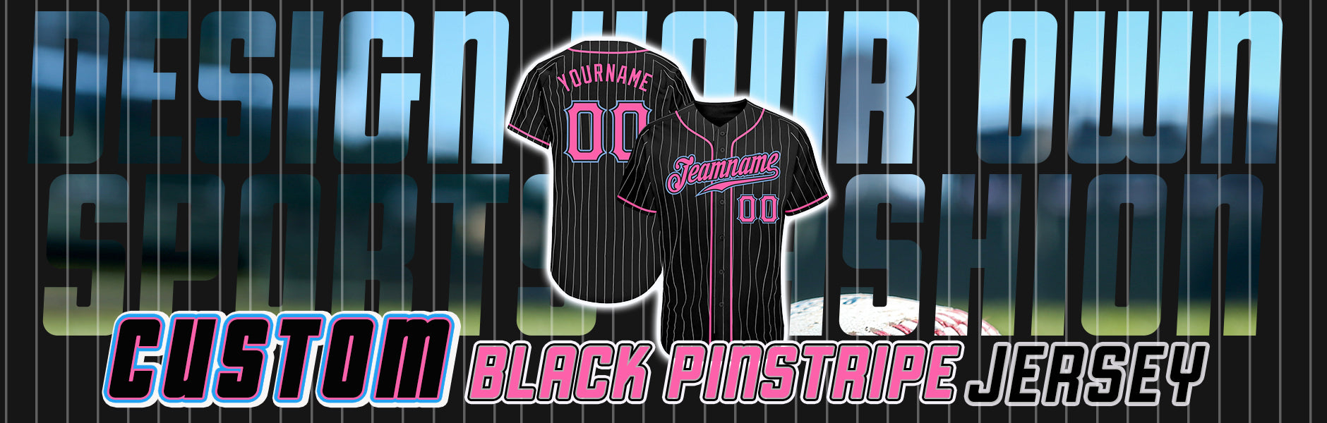 custom black pinstripe baseball jersey